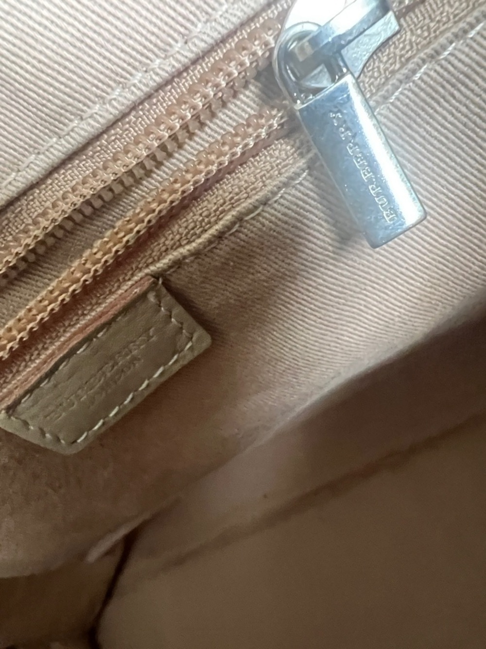 Beige Plaid Canvas Duffel with Navy and Burgundy Accent - Picture 3 of 9